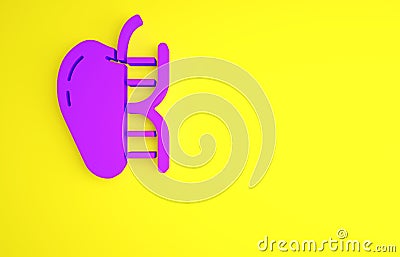 Purple Genetically modified apple icon isolated on yellow background. GMO fruit. Minimalism concept. 3d illustration 3D Cartoon Illustration