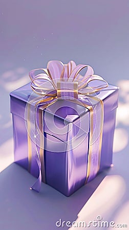 Purple gift with a bow on a dark background. Gifts as a day symbol of present and Stock Photo