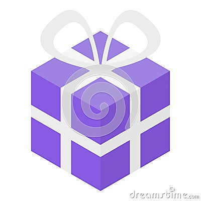 Purple gift box icon, isometric style Vector Illustration
