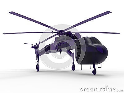 Purple glass cargo helicopter Cartoon Illustration