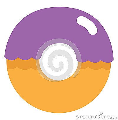 Purple glazed donut, icon Vector Illustration