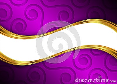 Purple and gold abstract background template for website, banner, business card, invitation Vector Illustration