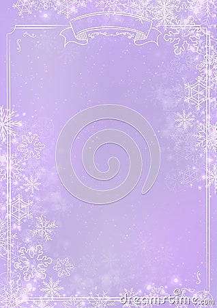 Purple gradient winter paper background with snowflake border Vector Illustration