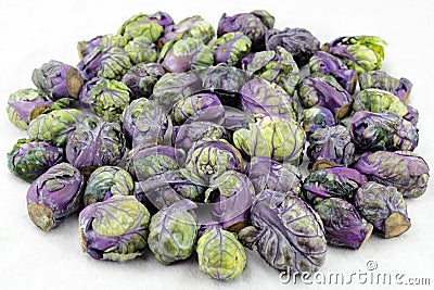 Purple Green Brussels Sprouts Stock Photo
