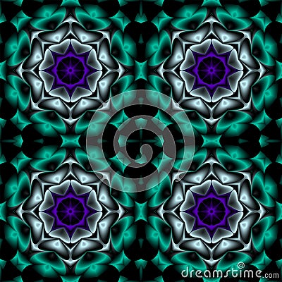 Purple, green and gray. Motion Graphics Pattern. Fractal Animation. Abstract Kaleidoscope Background. Stock Photo