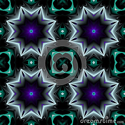 Purple, green and gray. Motion Graphics Pattern. Fractal Animation. Abstract Kaleidoscope Background. Stock Photo