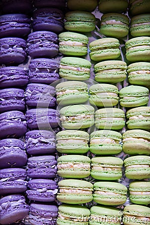 Purple and green macaroon in box Stock Photo