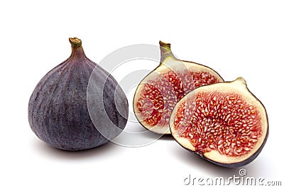 Purple group of figs isolated on white Stock Photo