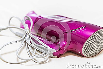 Purple hair dryers are stored Stock Photo