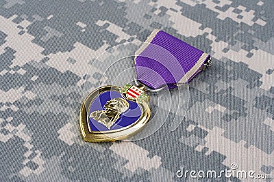 Purple Heart award on uniform Stock Photo