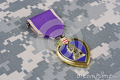 Purple Heart award on uniform Stock Photo