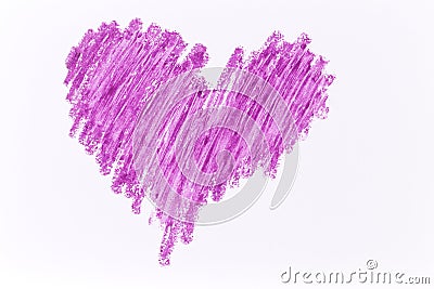 Purple heart crayon draw Stock Photo