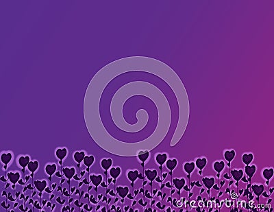 Purple Heart Flowers Cartoon Illustration