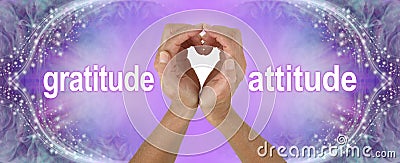 Purple Heart Hands Gratitude Attitude Banner Stock Photo