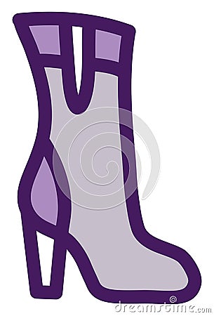 Purple high heeled boot, icon Vector Illustration