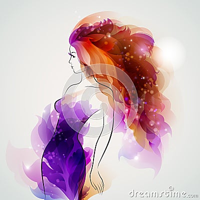 Purple image girl Vector Illustration