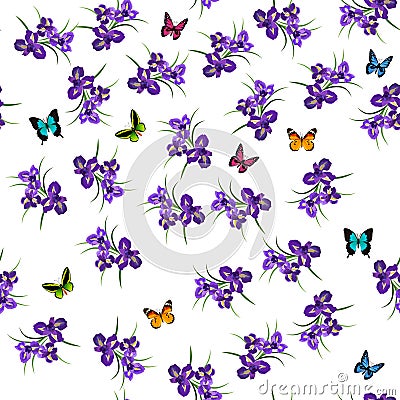 Purple Iris flowers Vector Illustration