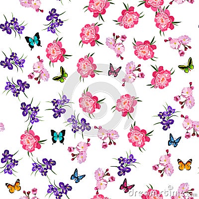 Purple Iris flowers Vector Illustration
