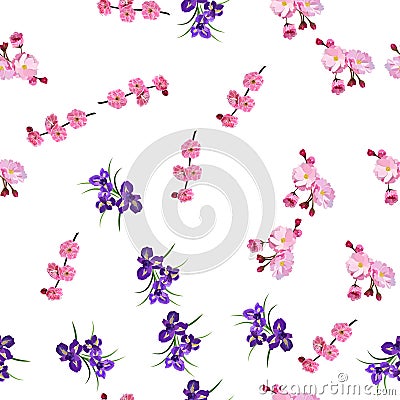 Purple Iris flowers Vector Illustration