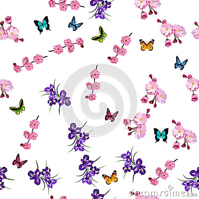 Purple Iris flowers Vector Illustration