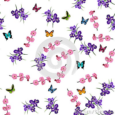 Purple Iris flowers Vector Illustration