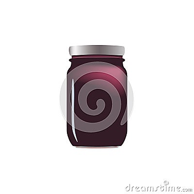 Purple jam jar glass isolated on white background. Mock up of vector jelly jar glass good for presentation of marmelade Vector Illustration