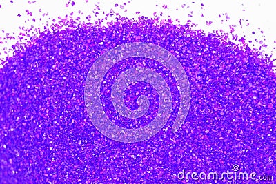 Purple kinetic sand on white table, sand therapy Stock Photo