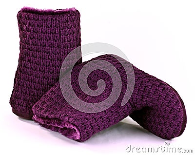 Purple Knitted Slipper Boots Stock Photo - Image: 28207380