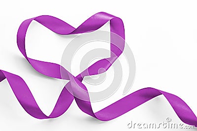 Purple lavender heart ribbon element isolated on white background clipping path, raising awareness on national cancer control Stock Photo