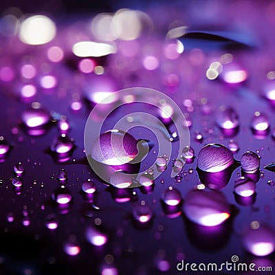 Purple light highlights close up raindrops on the windows surface Stock Photo