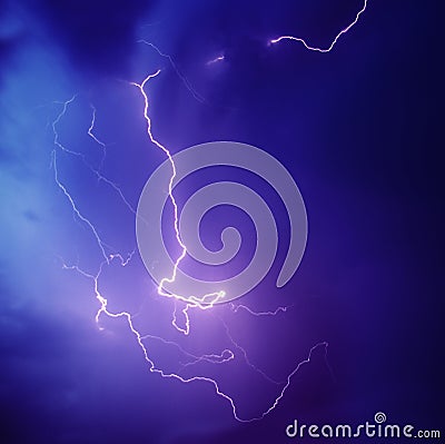 Purple Lightning Bolt Stock Photo