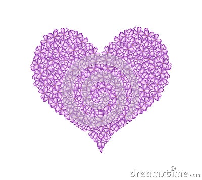 Purple Lilac or Syringa Vulgaris in A Heart Shape Vector Illustration