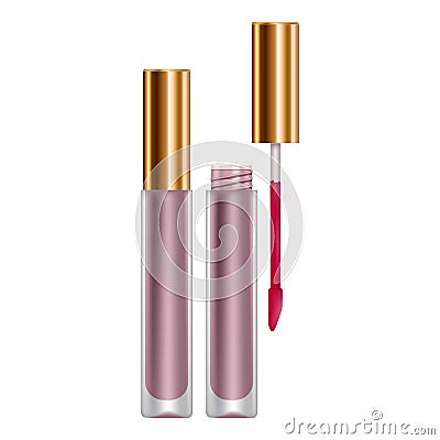 Purple lip gloss mockup, realistic style Vector Illustration