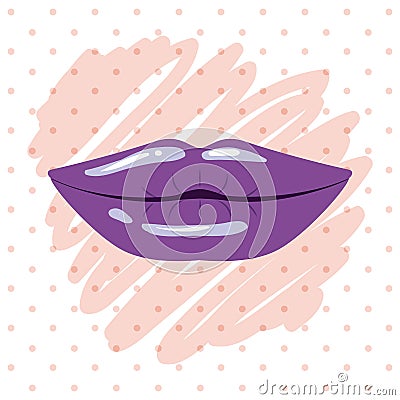 Purple lips sketch in white background Vector Illustration