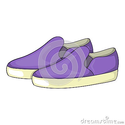 Purple loafers icon, cartoon style Vector Illustration