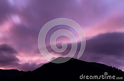 Purple Mountain Sunset, Pichincha Volcano, Ecuador Stock Photo