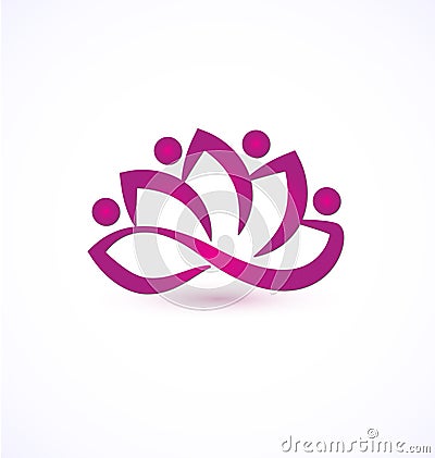Purple lotus flower logo Vector Illustration