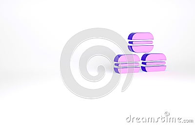 Purple Macaron cookie icon isolated on white background. Macaroon sweet bakery. Minimalism concept. 3d illustration 3D Cartoon Illustration