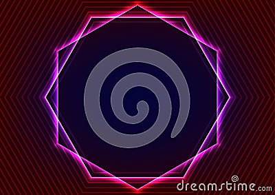 Purple magic hexagon center space pattern dark background Vector Illustration