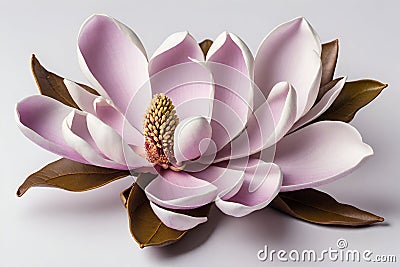 Purple magnolia flower on white background, art Stock Photo