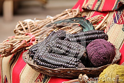 Purple Maize use as Natural Dyes Stock Photo