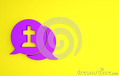 Purple Man graves funeral sorrow icon isolated on yellow background. The emotion of grief, sadness, sorrow, death Cartoon Illustration