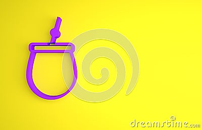 Purple Mate tea icon isolated on yellow background. Minimalism concept. 3D render illustration Cartoon Illustration