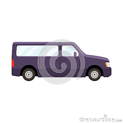 Van vehicle purple coloured flat style vector illustration Vector Illustration