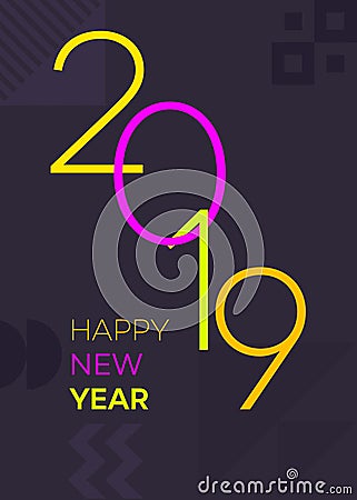 Purple Modern Geometric 2019 New Year Stock Photo