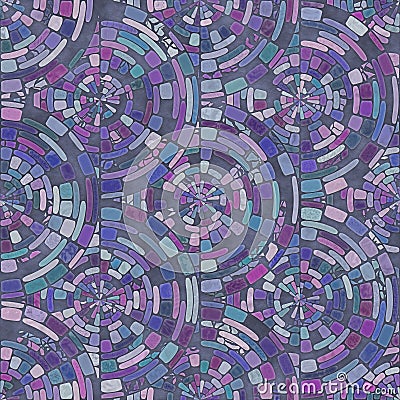Purple Mosaic Radial Seamless Tiling Pattern Stock Photo