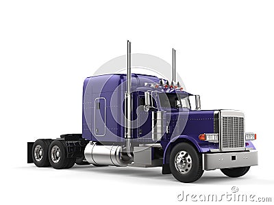 Purple new shiny long haul truck Stock Photo