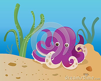 Purple octopus Vector Illustration