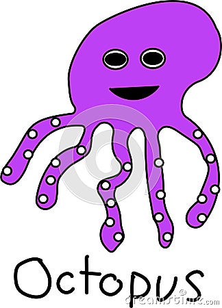 Purple octopus color night time illus draw Stock Photo