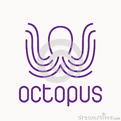 Purple octopus logo Vector Illustration